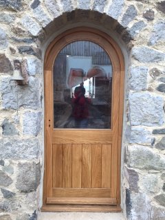 wooden Oak TG&V Half Glazed Curved External Door