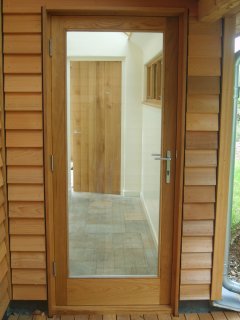 fully glazed external oak door and frame