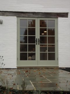 Accoya French Door Set, with stick on Glazing Bars, supplied with a spray finish