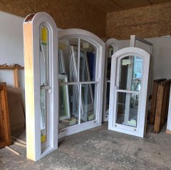  Primed Sapele Curved Box Sash Windows