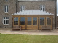 Oak screen french door double door set