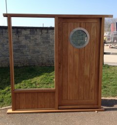 Oak TG&V External Door with Sidelight and Stainless Steel Port Hole