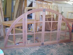 Sapele semi circular curved window opening casements