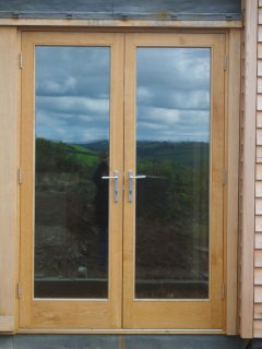 traditional wooden oak french double doors low level disabled threshold access