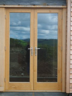 traditional wooden oak french double doors low level disabled threshold access