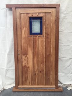 Oak solid wooden door and frame stain glass DGU double glazed viewing panel