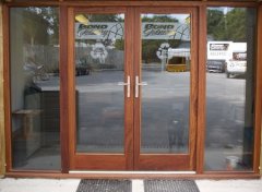 Iroko french double doors fully glazed full glazing opening in