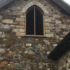 Oak arched curved wooden window