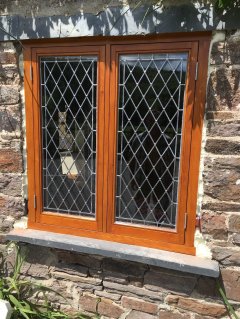Softwood traditional wooden casement window leaded glass 