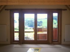 oak french double doors full glazing fully glazed sidelights opening out