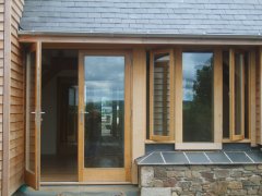 traditional wooden oak french double doors low level disabled threshold access sidelights