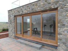 wooden oak fully glazed screen 2 lift & slide doors