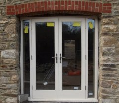 Sapele French Doors with Sidelights, supplied finished with Sadolin Superdec