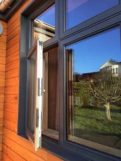 two 2 colour painted softwood flush casement windows espagnolette locking security system part Q building regulations